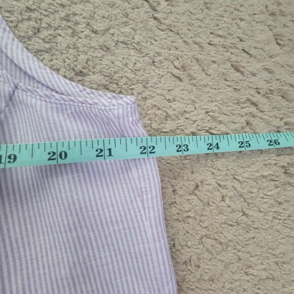 NWT Chicos Womens 3 XL Linen Cotton Scoop Neck Tank Top Pink White Stripe - Picture 5 of 8